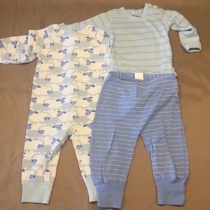 3 piece baby boy long sleeve top, pant, & sleeper